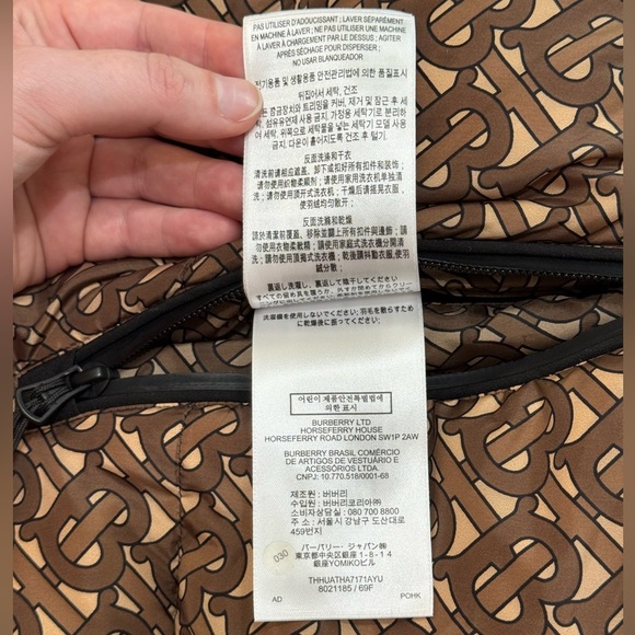 Burberry Monogram Down Puffer Coat Detachable Sleeve Tan Brown XXXL - Picture 13 of 15